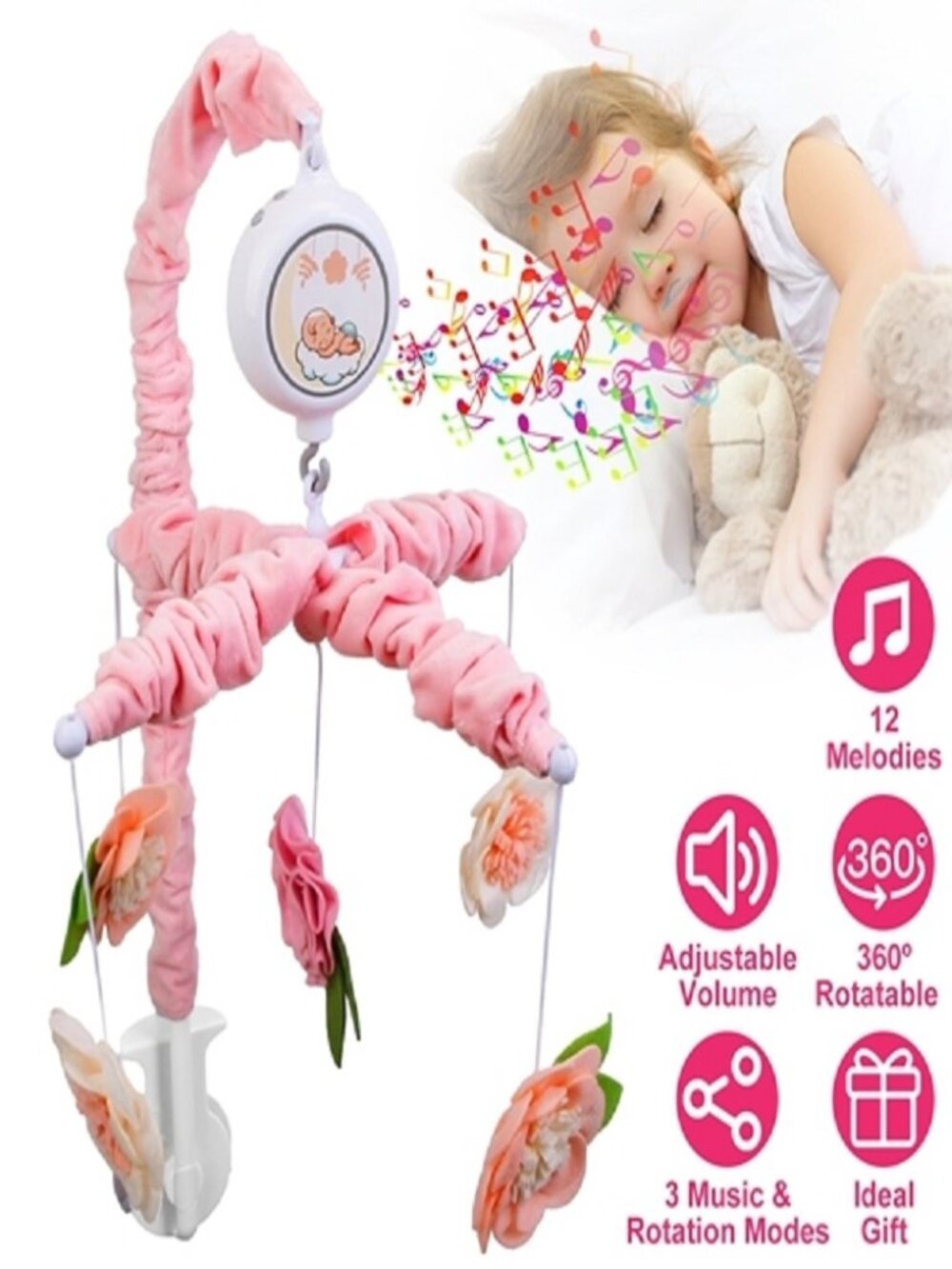 Musical Crib Mobile for Girls Pink Nursery